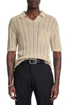 JOHN VARVATOS ODIN SHORT SLEEVE TEXTURED LINEN SWEATER