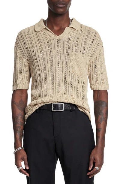 JOHN VARVATOS ODIN SHORT SLEEVE TEXTURED LINEN SWEATER