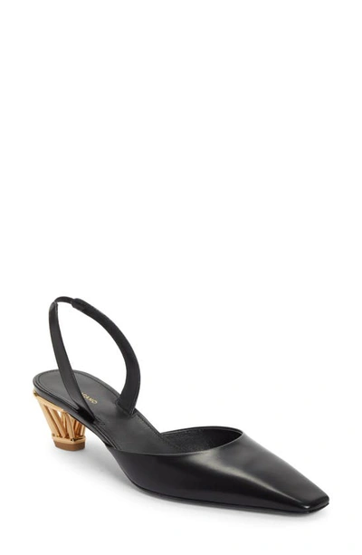 Ferragamo Alyssa Leather Cage-heel Slingback Pumps In Black