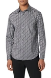 Bugatchi James Ooohcotton® Geo Print Button-up Shirt In Black