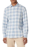 Bugatchi Julian Shaped Fit Linen Button-up Shirt In Classic Blue