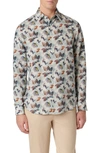 BUGATCHI BUGATCHI JULIAN SHAPED FIT FROND PRINT LINEN BUTTON-UP SHIRT