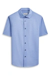 Bugatchi Miles Ooohcotton® Short Sleeve Button-up Shirt In Air Blue