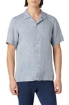 BUGATCHI JACKSON SHAPED FIT LINEN BUTTON-UP CAMP SHIRT