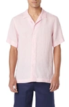 BUGATCHI JACKSON SHAPED FIT LINEN BUTTON-UP CAMP SHIRT