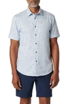Bugatchi Miles Ooohcotton® Floral Short Sleeve Button-up Shirt In Sky