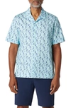 BUGATCHI BUGATCHI COLE PALM TREE PRINT SHORT SLEEVE BUTTON-UP CAMP SHIRT