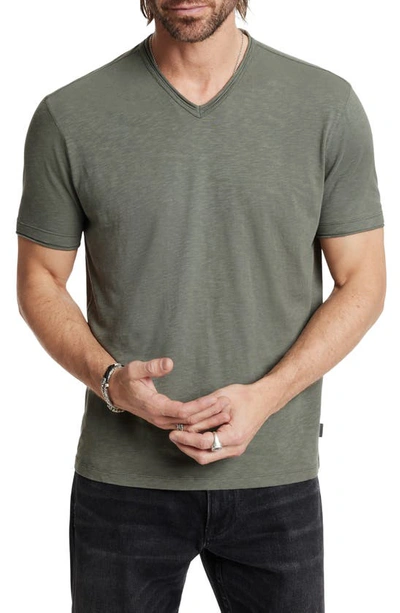 John Varvatos Miles Slub V-neck T-shirt In Flagstone Grey