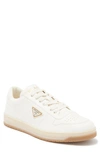 Prada Ivory Leather Lace-up Sneakers In Avorio