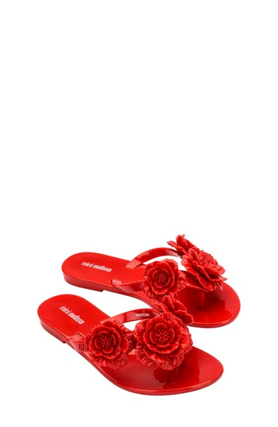 Mini Melissa Harmonic Springtime Kids Flip Flop In Red
