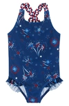 ANDY & EVAN KIDS' PATRIOTIC ONE-PIECE SWIMSUIT