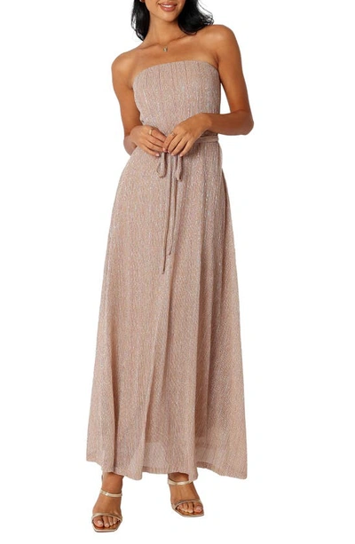 Petal And Pup Womens Farley Strapless Maxi Dress In Rose Gold Stripe