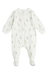 FIRSTS BY PETIT LEM TULIP PRINT ORGANIC COTTON FITTED ONE-PIECE PAJAMAS
