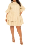 Buxom Couture Linen Flutter Mini Dress In White