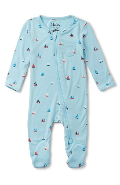 Hatley Boys Blue Viscose Sailboats Babygrow