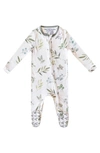Copper Pearl Print Fitted One-piece Footie Pajamas In Haven
