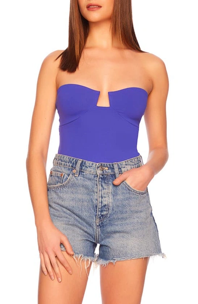 Susana Monaco Notched Wire Tube Top In Plum Wine