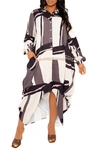 BUXOM COUTURE BUXOM COUTURE DRAPE MAXI SHIRTDRESS