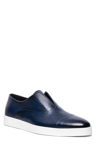 Santoni Men's Money Laceless Leather Slip-on Sneakers In Blue-u59