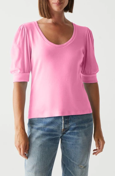 Michael Stars Rosario Puff Sleeve Knit Top In Flamingo