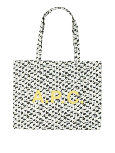 Apc A.p.c. Diane Logo Printed Tote Bag In Green