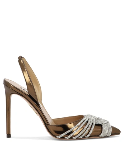 Aquazzura Women's "gatsby 105" Slingbacks Pumps In Brown