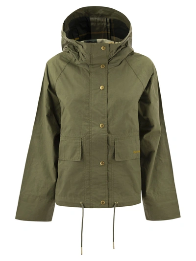 Barbour Nith - Hooded Rain Jacket In Military Green