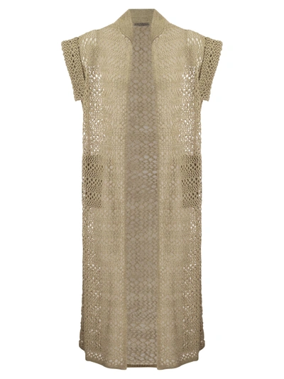 BRUNELLO CUCINELLI BRUNELLO CUCINELLI NET LONG CARDIGAN IN LINEN AND SILK