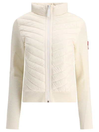 Canada Goose Quilted Knit Jacket In Off White