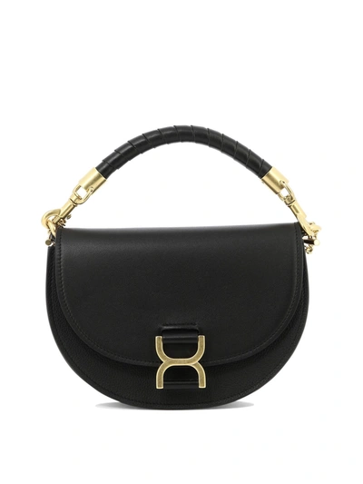 Chloé Brown Marcie Leather Bag In Black