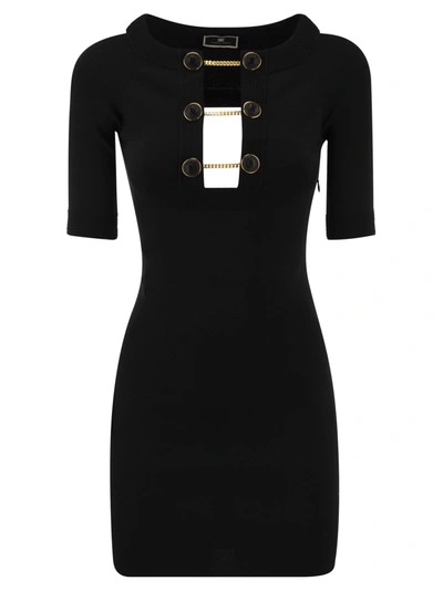 Elisabetta Franchi Decorative-buttons Minidress In Black