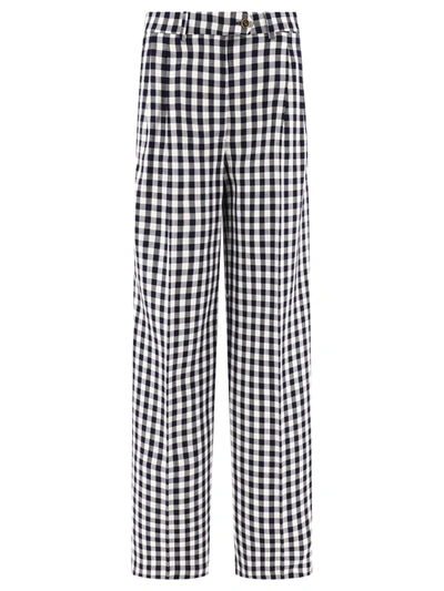 Etro Gingham-check Flared Trousers In Black