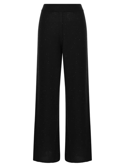 Fabiana Filippi Cotton And Linen Trousers With Micro Sequins In Black