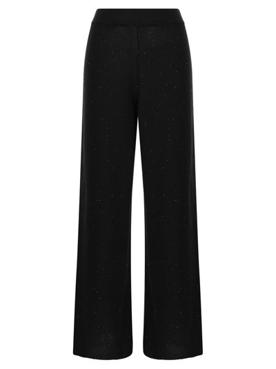 Fabiana Filippi Wool And Silk Trousers With Sequins In Black
