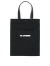 Jil Sander Logo Print Cotton-linen Blend Tote Bag