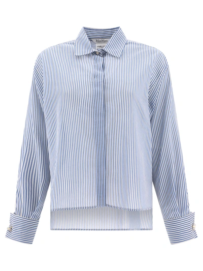 Max Mara Masculine-style Organza Shirt In Avio