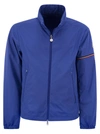 Moncler High Neck Zip-up Jacket In Blue