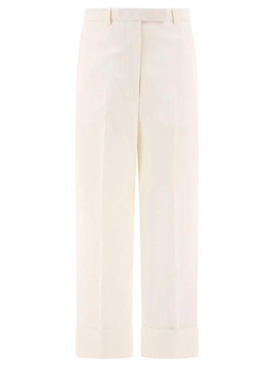 Thom Browne Trousers In Organic Cotton In White