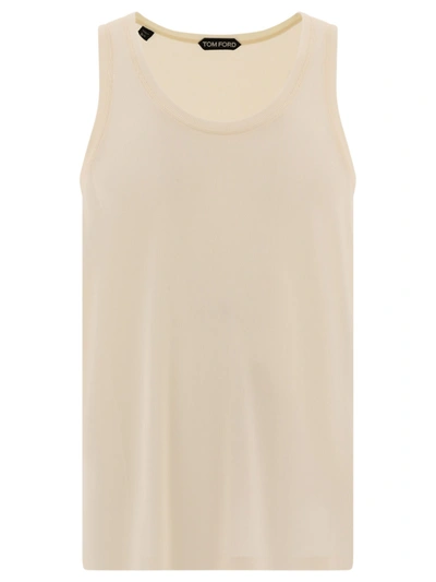 Tom Ford Ribbed Tank Top In Beige