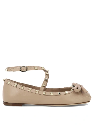 Valentino Garavani "rockstud" Ballet Flats In Brown