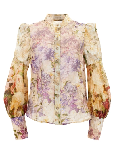 Zimmermann Sensory Spliced Shirt, Blouse Multicolor In Multicolour