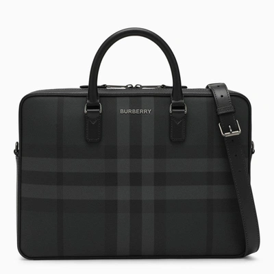 Burberry Ainsworth Slim Charcoal Grey Briefcase Men In Gray