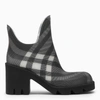 Burberry Marsh Black Rubber Ankle Boots With Check Pattern In Black