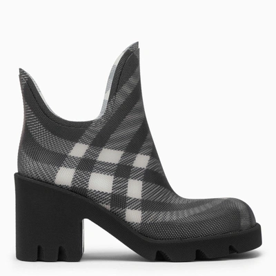 BURBERRY BURBERRY MARSH BLACK RUBBER ANKLE BOOTS WITH CHECK PATTERN WOMEN
