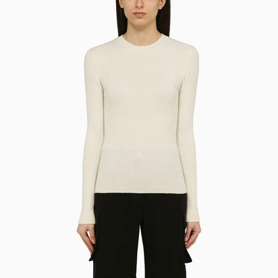 CANADA GOOSE CANADA GOOSE WHITE RIB KNITTED SWEATER IN WOOL WOMEN
