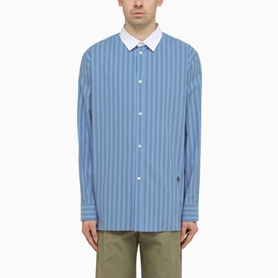 Loewe Men's Embellished Cotton Long-sleeve Shirt In Blue