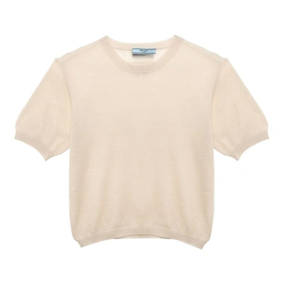 Prada Desert-coloured Cashmere Crew-neck Sweater Women In Cream