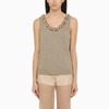 PRADA PRADA ROPE-COLOURED WOOL AND CASHMERE TOP WITH SEQUINS WOMEN