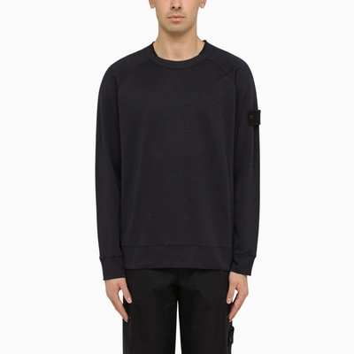 Stone Island Navy Blue Crewneck Sweatshirt With Logo Men