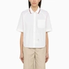 THOM BROWNE THOM BROWNE WHITE SHORT-SLEEVED SHIRT WITH PATCH WOMEN